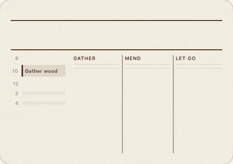 Almanac layout: A columned ledger for the last harvest.