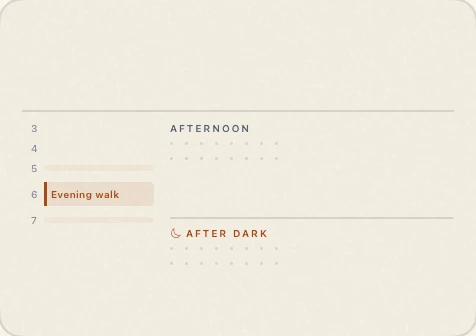 Lantern layout: Short days, warm ink