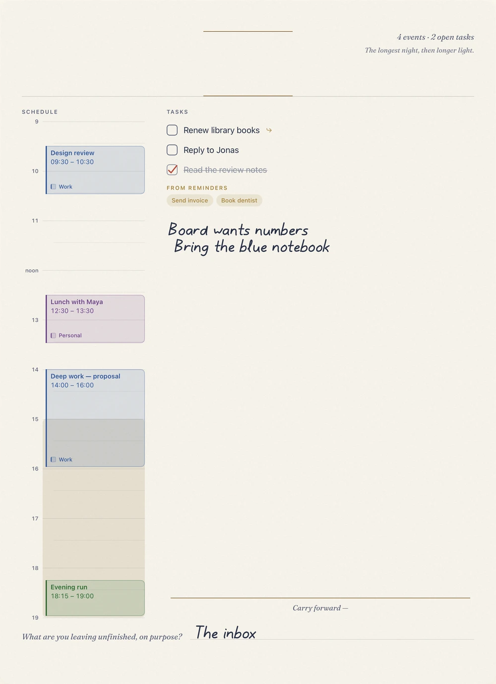Solstice layout: A page for the year's turning point.