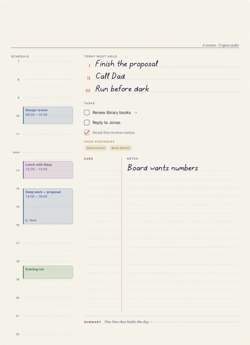 Syllabus layout: A cue column for study season