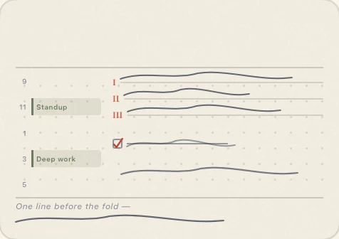 Studio layout: Timeline, priorities, room to think