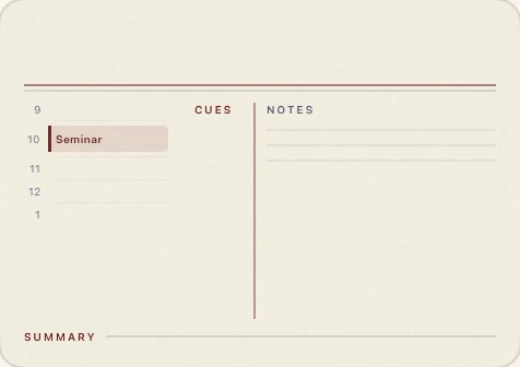 Syllabus layout: A cue column for study season